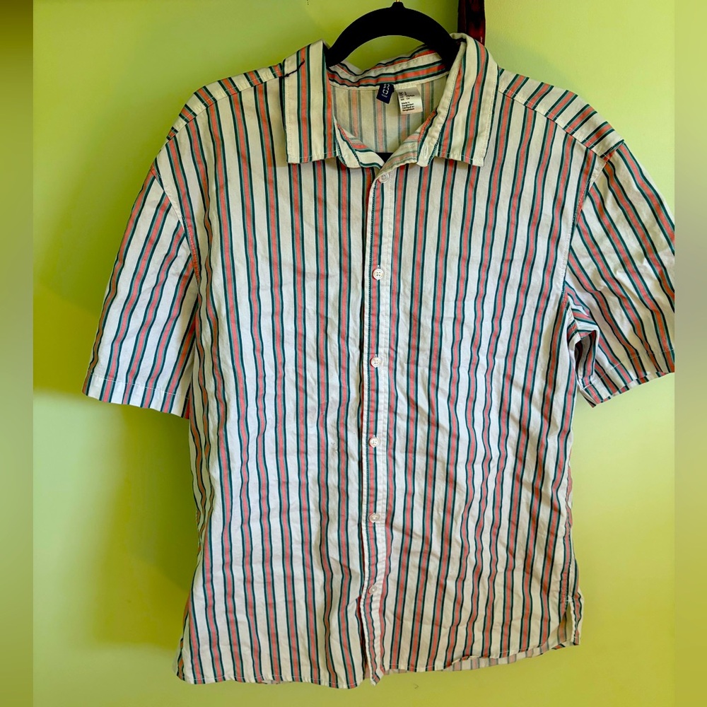 H&M Men's Striped Shirt - Red, Blue, White